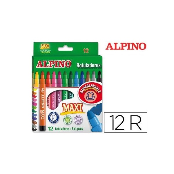 Estuche con 12 rotuladores gruesos Alpino Maxi - Conjunto escritura - Los  mejores precios